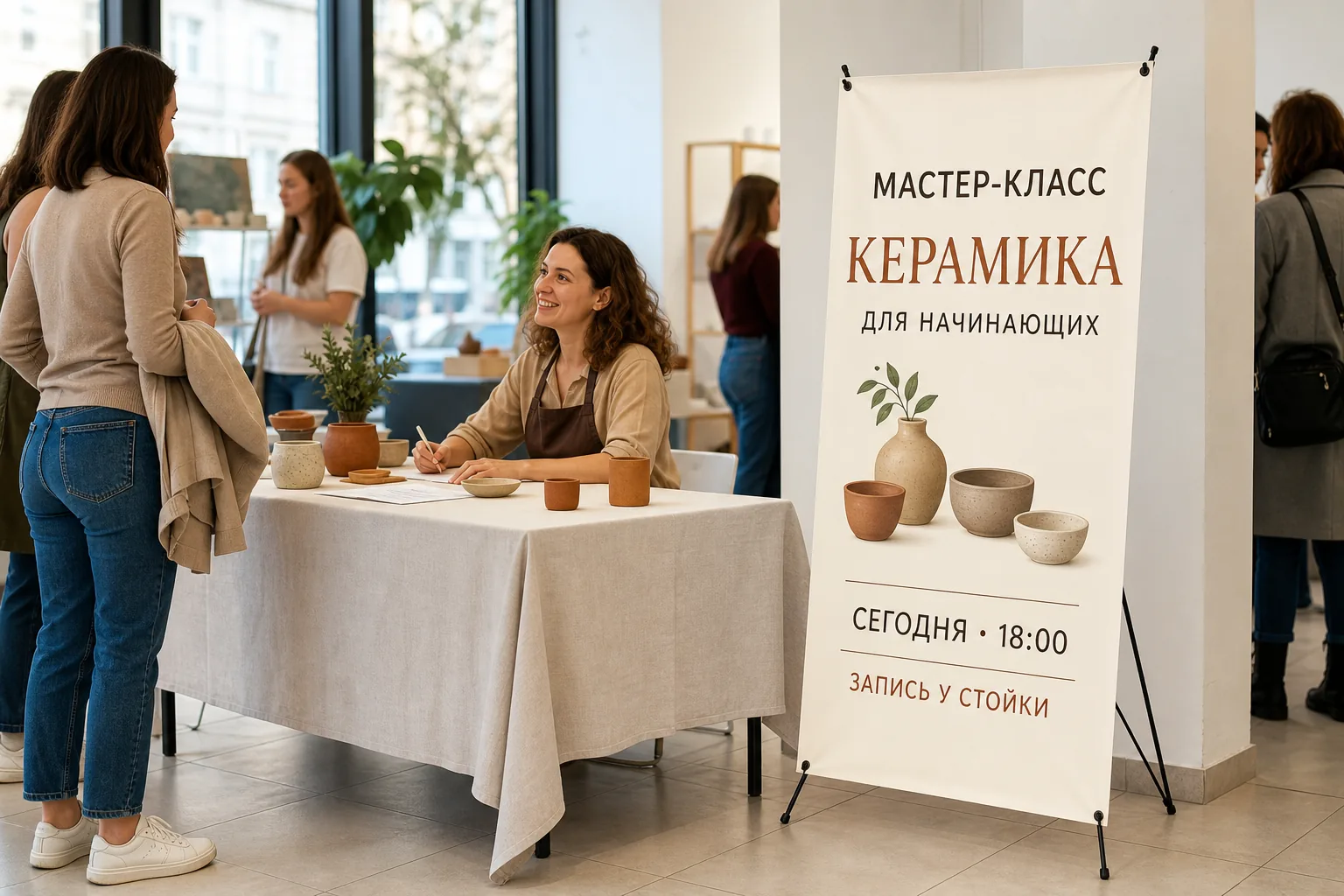 Стенд «Паук» с рекламой в небольшой промозоне; для заказа в Серпухове
