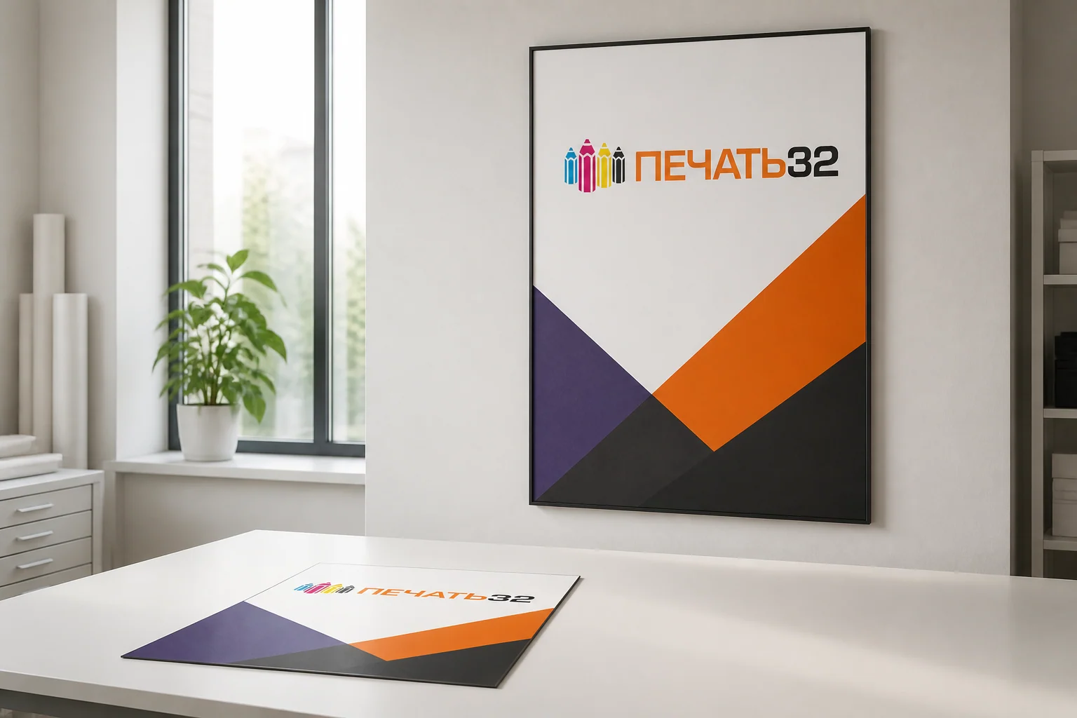Большой постер с фирменной графикой ПЕЧАТЬ32; для заказа в Серпухове